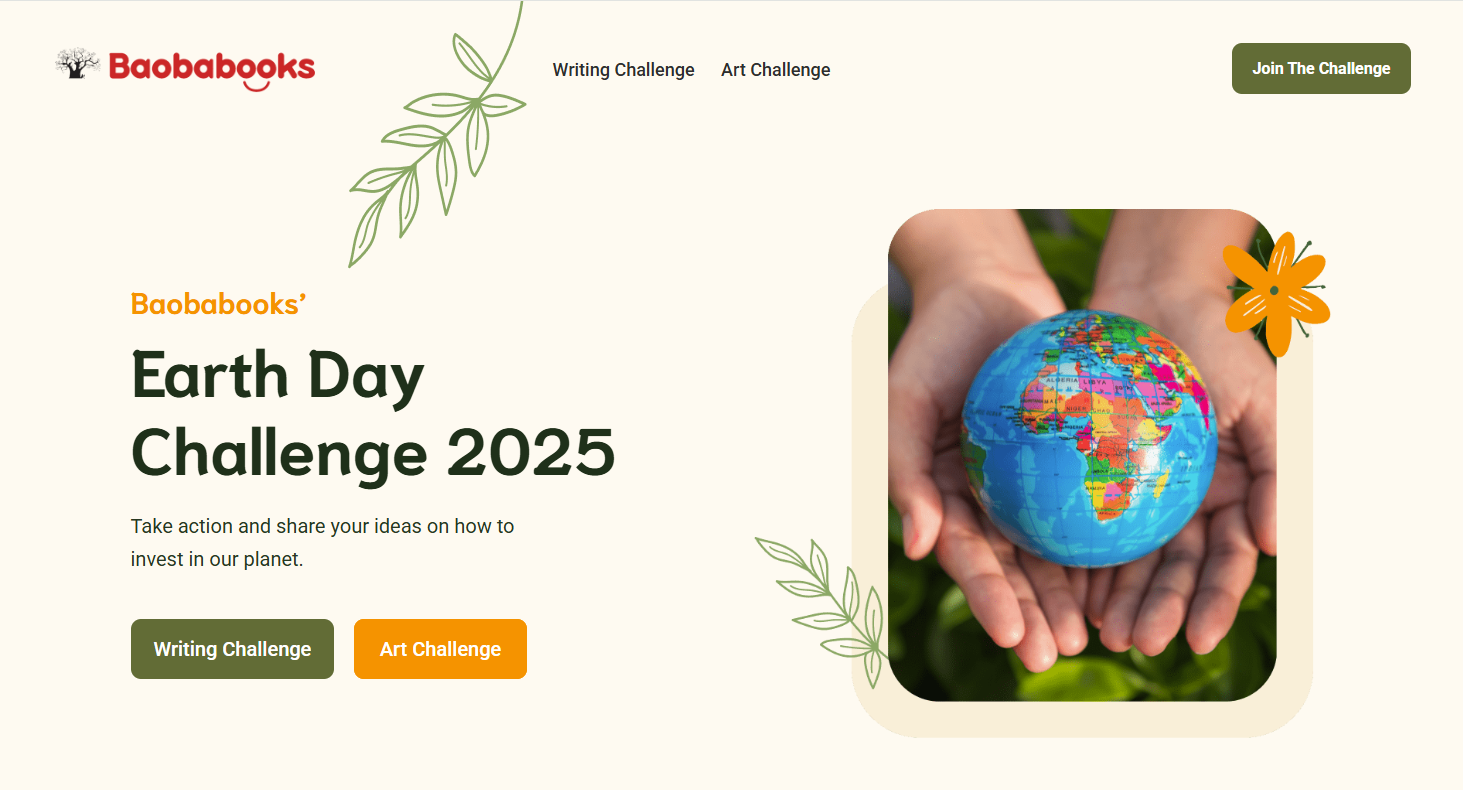 Baobabooks launches its annual Earth Day Challenge: providing a platform for children and young people to share their opinions on issues that affect them.